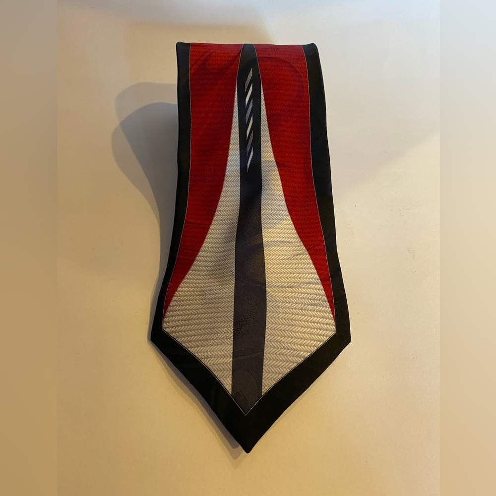 Dino Bassi Men's Necktie 100% Silk Red & Black